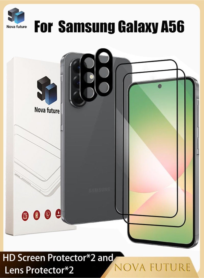 Nova future [2+2 Pack] Samsung Galaxy A56/A36 HD Screen Protector with Camera Lens Protector, [9H Hardness][Touch Sensitive][Fingerprint Unlock][Bubble Free][Case Friendly] Protector Set for Samsung A56/A36 6.7 inch - Image 1